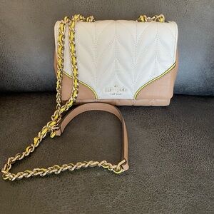 Kate Spade White and Brown Quilted Crossbody Bag
